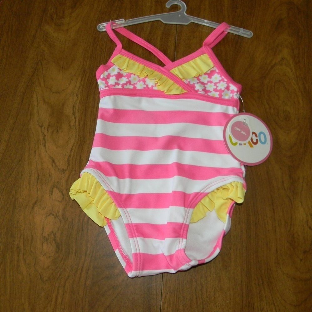 Circo Girls Small 6 Months Pink White Swimsuit NEW